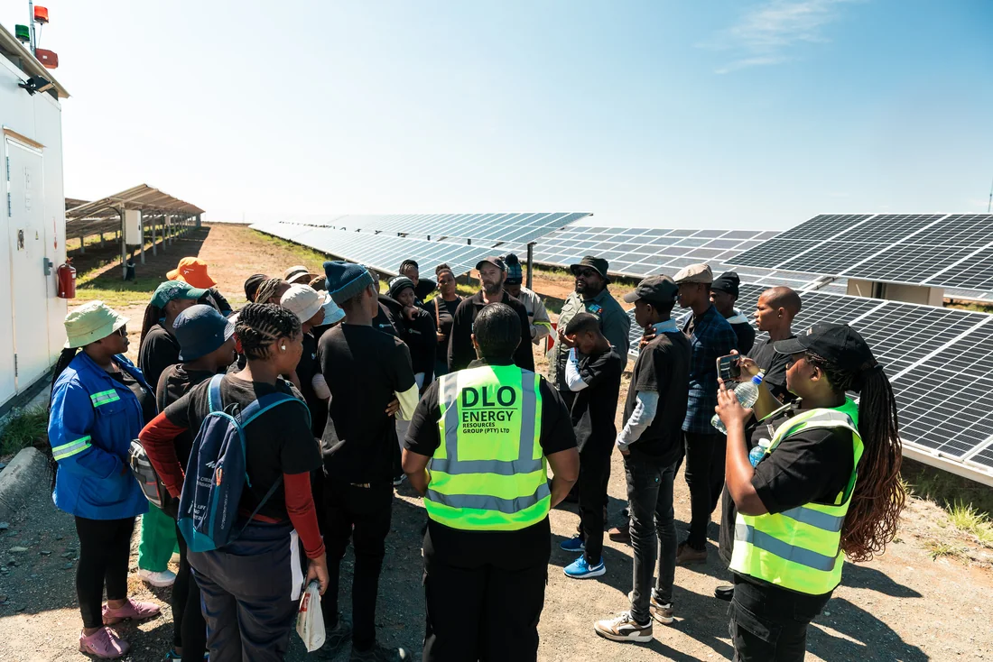 Solar systems installer learners visiting a photovoltaic installation